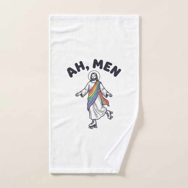 Ah Men Roller Skating Faith Vector Design_1 Hand Towel (Hand Towel)