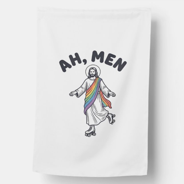 Ah Men Roller Skating Faith Vector Design_1 House Flag (Front)