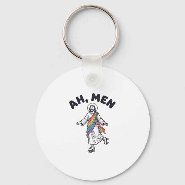 Ah Men Roller Skating Faith Vector Design_1 Keychain (Front)