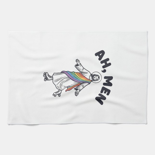 Ah Men Roller Skating Faith Vector Design_1 Kitchen Towel (Horizontal)