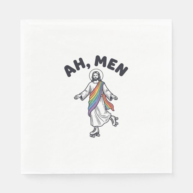 Ah Men Roller Skating Faith Vector Design_1 Napkins (Front)