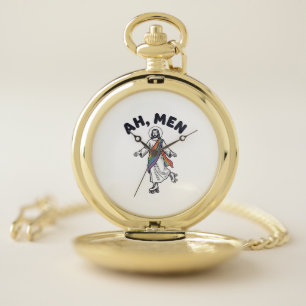 Ah Men Roller Skating Faith Vector Design_1 Pocket Watch