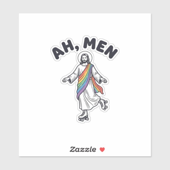 Ah Men Roller Skating Faith Vector Design_1 Sticker (Sheet)