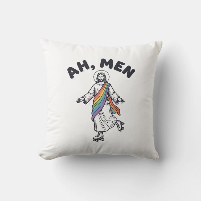 Ah Men Roller Skating Faith Vector Design_1 Throw Pillow (Front)