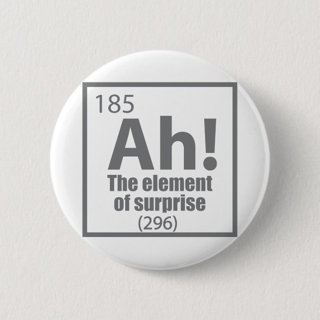 Ah! The Element of Surprise Funny Chemistry Joke Button (Front)