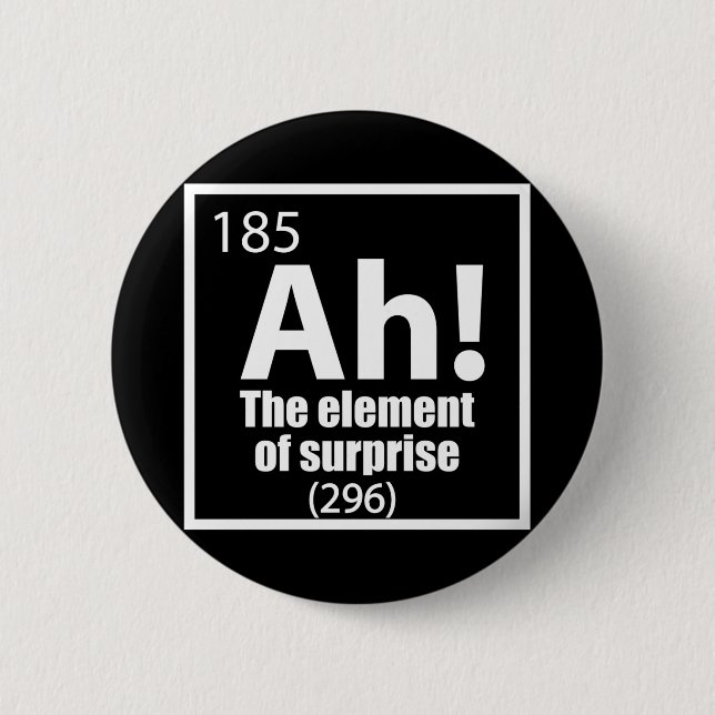 Ah! The Element of Surprise Funny Chemistry Joke Button (Front)
