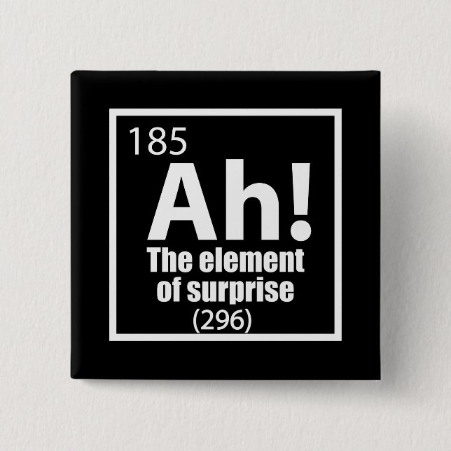 Ah! The Element of Surprise Funny Chemistry Joke Button (Front)