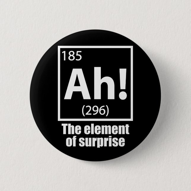 Ah! The Element of Surprise Funny Chemistry Joke Button (Front)
