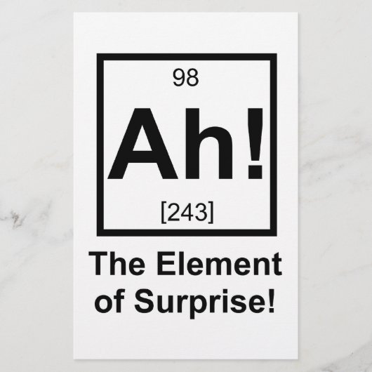Ah the Element of Surprise Periodic Element Symbol (Front)