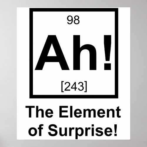 Ah the Element of Surprise Periodic Element Symbol Poster