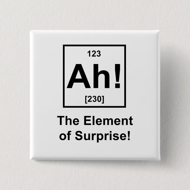Ah! The Element of Surprise Pinback Button (Front)