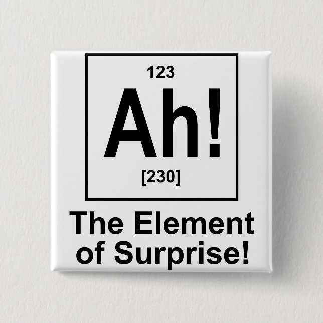 Ah! The Element of Surprise. Pinback Button (Front)