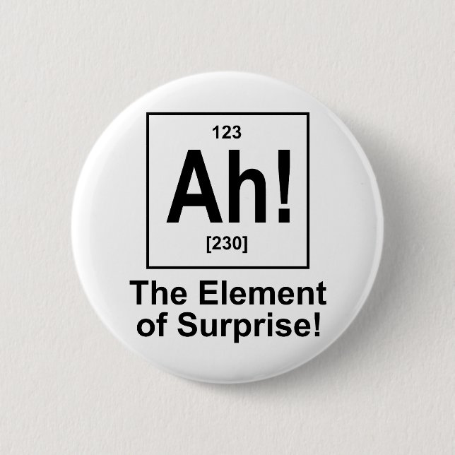 Ah! The Element of Surprise. Pinback Button (Front)