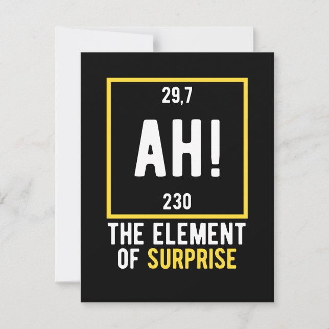 Ah The Element of Surprise Save The Date (Front)