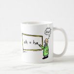 Aha! Cartoon Mug<br><div class="desc">Features the full-color version of Dawn K. Williams' humorous "Aha!" cartoon of a scientist at his whiteboard. As he finishes writing his equation "ah = ha, " he thinks with relief: "AHA!"</div>
