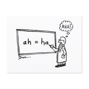 Aha! Funny STEM Cartoon Humor Math Science Joke Postcard