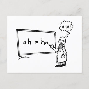 Aha! Funny STEM Cartoon Humor Math Science Joke Postcard