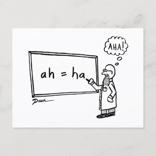 Aha Funny STEM Cartoon Humor Math Science Joke Postcard