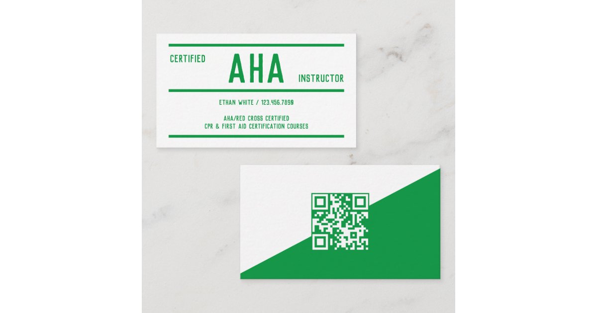 AHA Instructor Scan Code Business Card | Zazzle