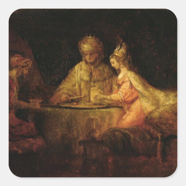 Ahasuerus , Haman and Esther, c.1660 Square Sticker (Front)