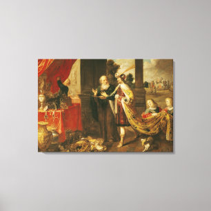 Ahasuerus Showing his Treasure to Mordecai Canvas Print