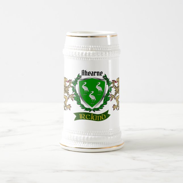 Ahearne/Ahern Irish Shield Personalized Beer Stein (Center)