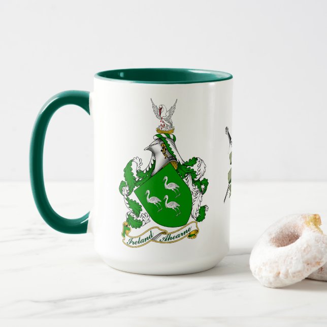 Ahearne Irish Coat of Arms Personalized  Mug (With Donut)