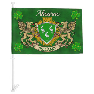 Ahearne Irish Shield & Celtic Cross Personalized Car Flag