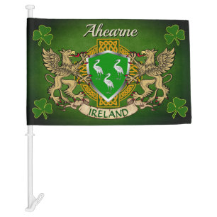 Ahearne Irish Shield & Celtic Cross Personalized Car Flag