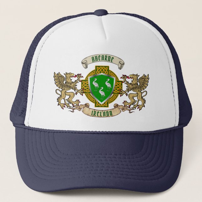 Ahearne Irish Shield & Griffins Personalized  Trucker Hat (Front)
