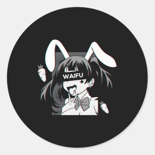 Ahegao Lewd Anime Face And Rabbit Cosplay Classic Round Sticker