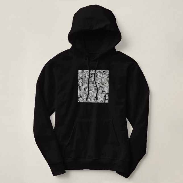 Ahegao Otaku Anime Dripping Drooling Anime Weeb Lo Hoodie (Design Front)