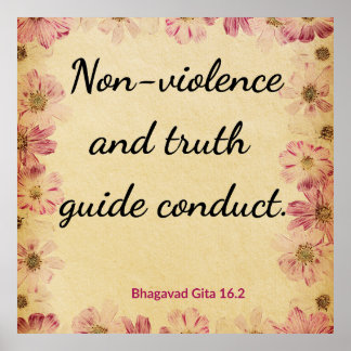 Ahimsa Beige Pink Gita Conduct Truth Floral Print