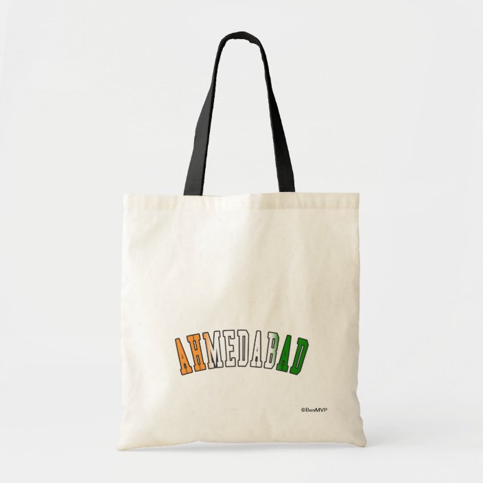 Ahmedabad in India National Flag Colors Canvas Bag