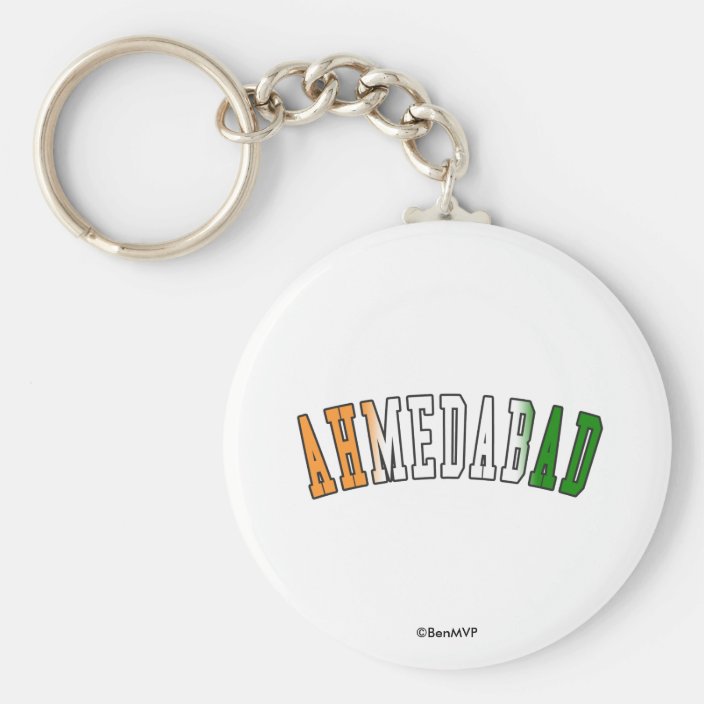 Ahmedabad in India National Flag Colors Key Chain