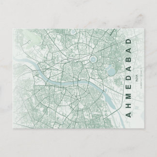 Ahmedabad India City Map Minimal Design Postcard
