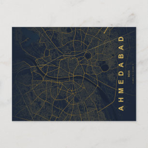 Ahmedabad India City Map Minimal Design Postcard