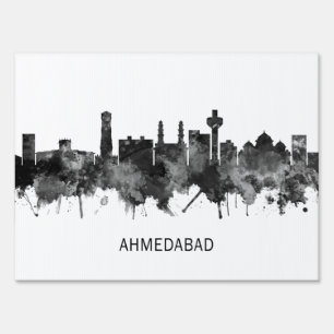 Ahmedabad India Skyline BW Sign