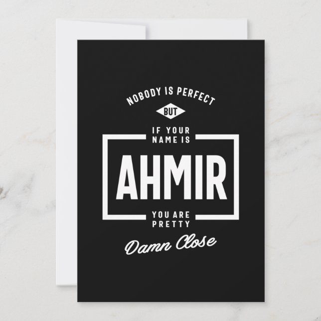 Ahmir Personalized Name Birthday Gift Thank You Card (Front)