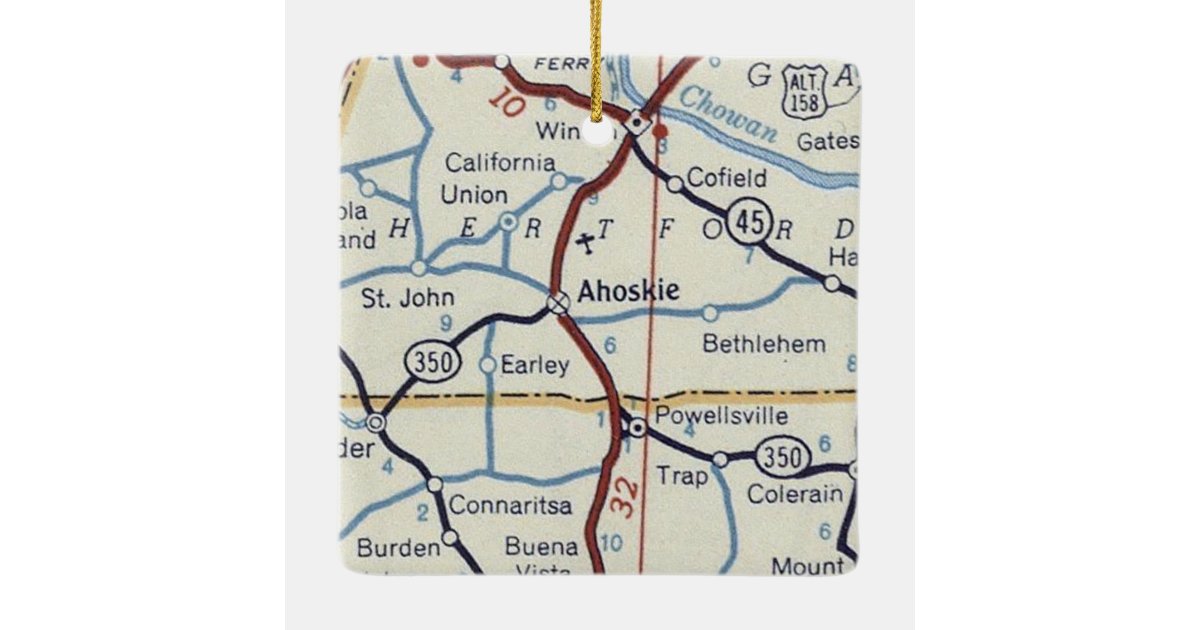 Ahoskie NC Vintage Map Ceramic Ornament Zazzle