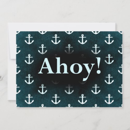 Ahoy! Anchor Pattern Design Dark Blue Announcements