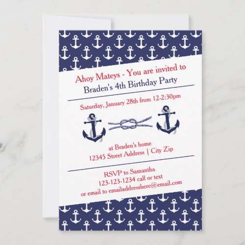 Ahoy Anchors Birthday Party _ Invitation