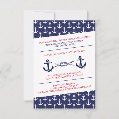 Ahoy Anchors Engagement Party _ 3X5 Invitation