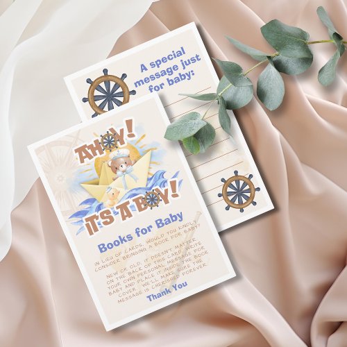 Ahoy Baby Boy Shower Books for Baby Enclosure Card