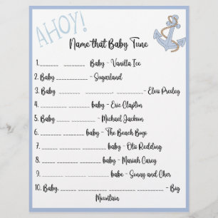 Ahoy Baby Shower Game Flyer