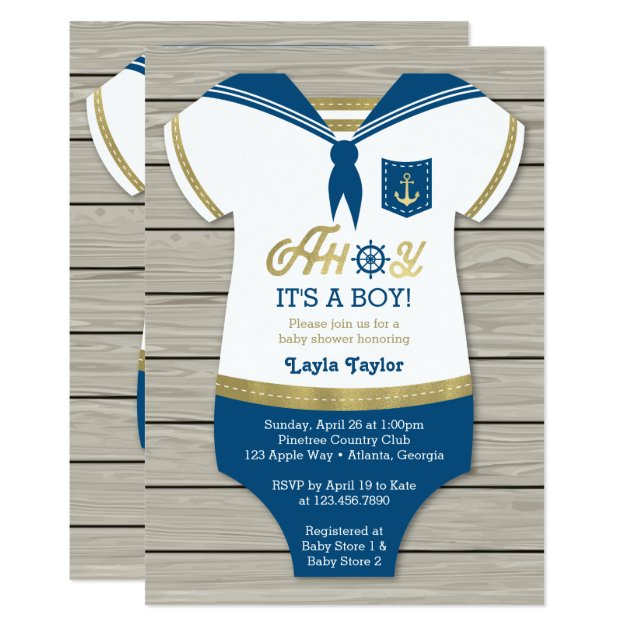 Ahoy Baby Shower Invitation, Sailor, Nautical Card