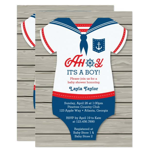 Ahoy Baby Shower Invitation, Sailor, Nautical Card