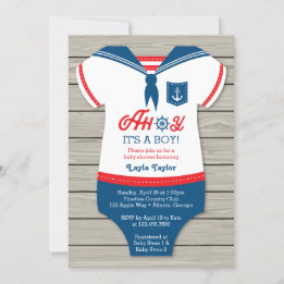 Ahoy Baby Shower Invitation, Sailor, Nautical Invitation