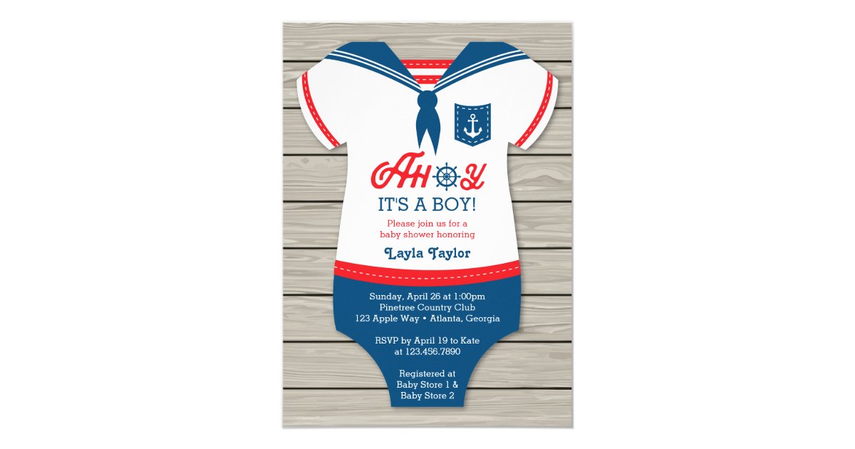 Ahoy Baby Shower Invitation, Sailor, Nautical Invitation | Zazzle.com