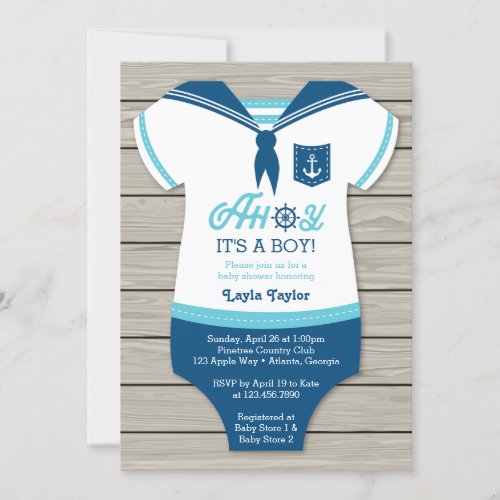 Ahoy Baby Shower Invitation Sailor Nautical Invitation